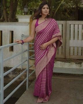 women paisley woven kanjeevaram silk saree