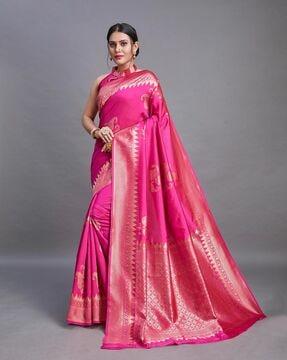 women paisley woven kanjeevaram soft silk saree