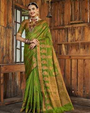 women paisley woven organza saree