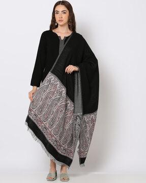 women paisley woven reversible shawl