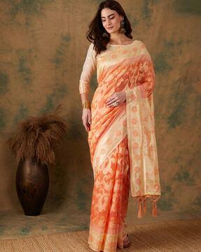 women paisley woven spun cotton saree