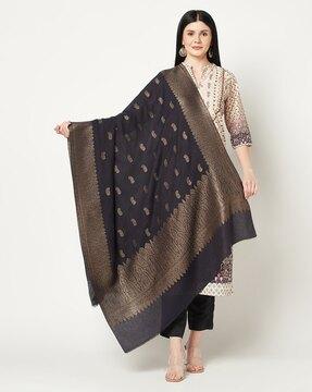 women paisley woven woolen shawl