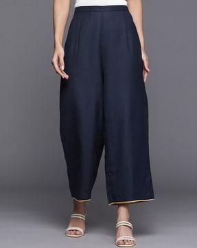 women palazzos with elasticated waistband