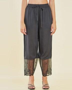 women palazzos with embroidered hem