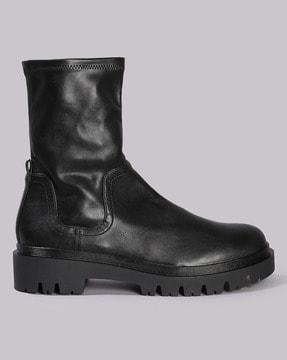 women panelled ankle-length boots