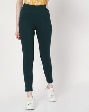 women panelled fitted track pants