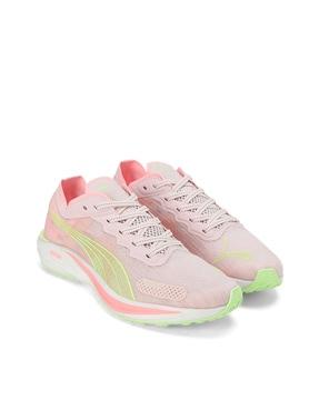 women panelled lace-up running shoes