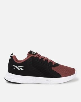 women panelled lace-up running shoes