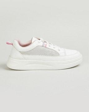 women panelled lace-up sneakers