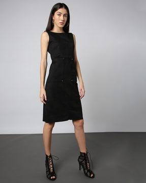 women panelled shift dress with insert pockets