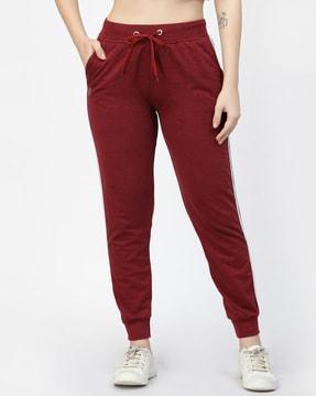 women panelled straight joggers with elasticated drawstring waist