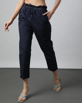 women paperbag pants with insert pockets