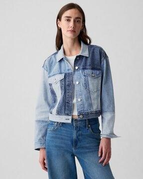 women patchwork denim jacket