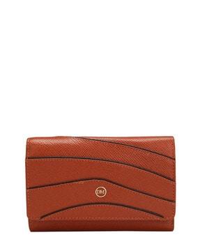 women patterned genuine leather tri-fold wallet