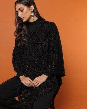 women patterned-knit cape shrug