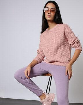 women patterned-knit round-neck sweatshirt