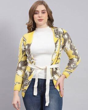 women patterned-knit v-neck cardigan