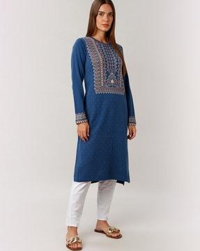 women patterned relaxed fit sweater kurta