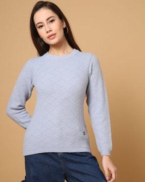 women patterned round-neck regular fit pullover