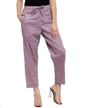 women patterned straight fit flat-front pants