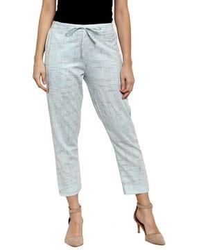 women patterned straight fit flat-front pants