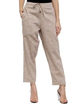 women patterned straight fit flat-front pants