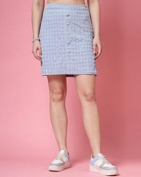 women patterned straight skirt with elasticated waist