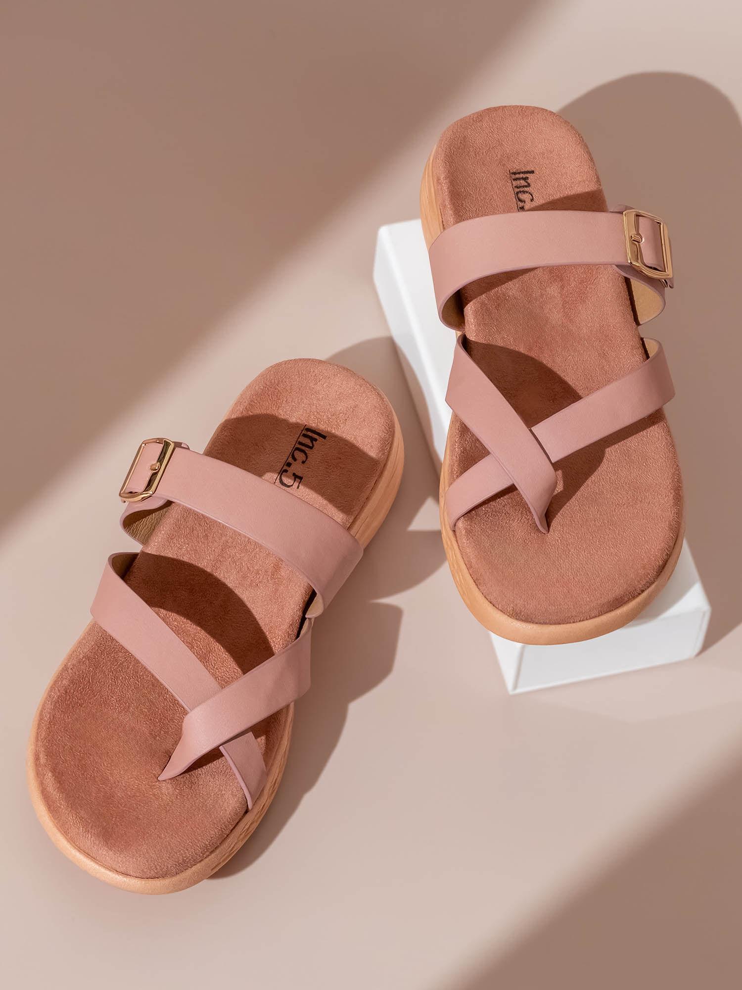 women peach casual sandals