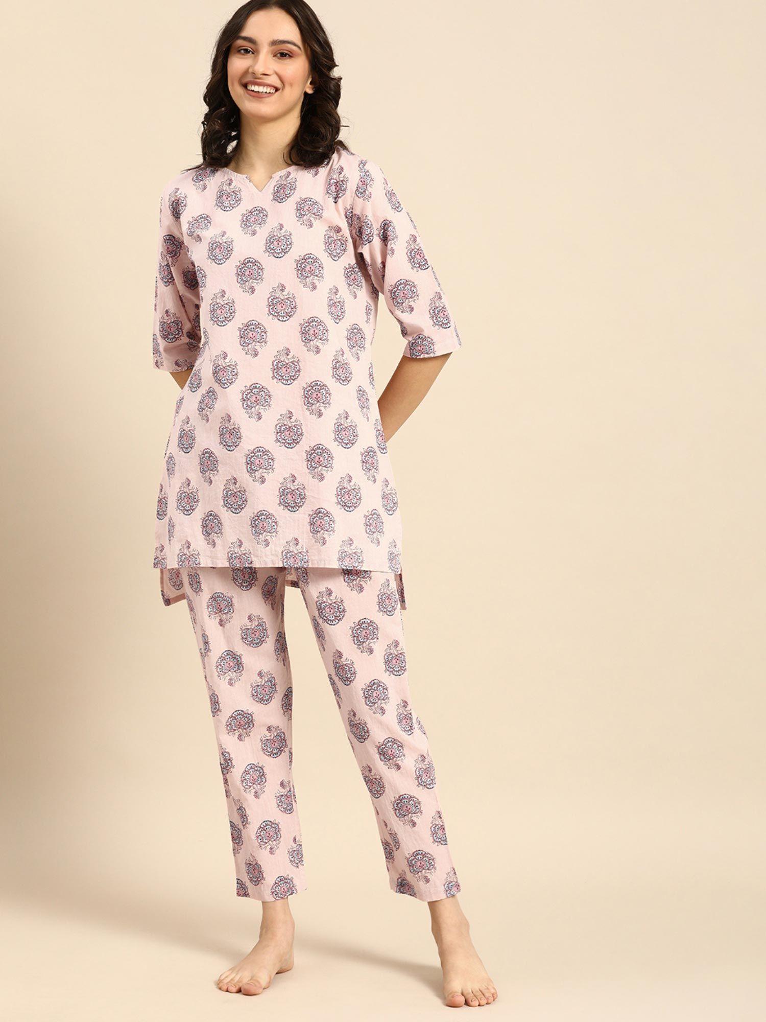 women peach kurta & pyjamas (set of 2)