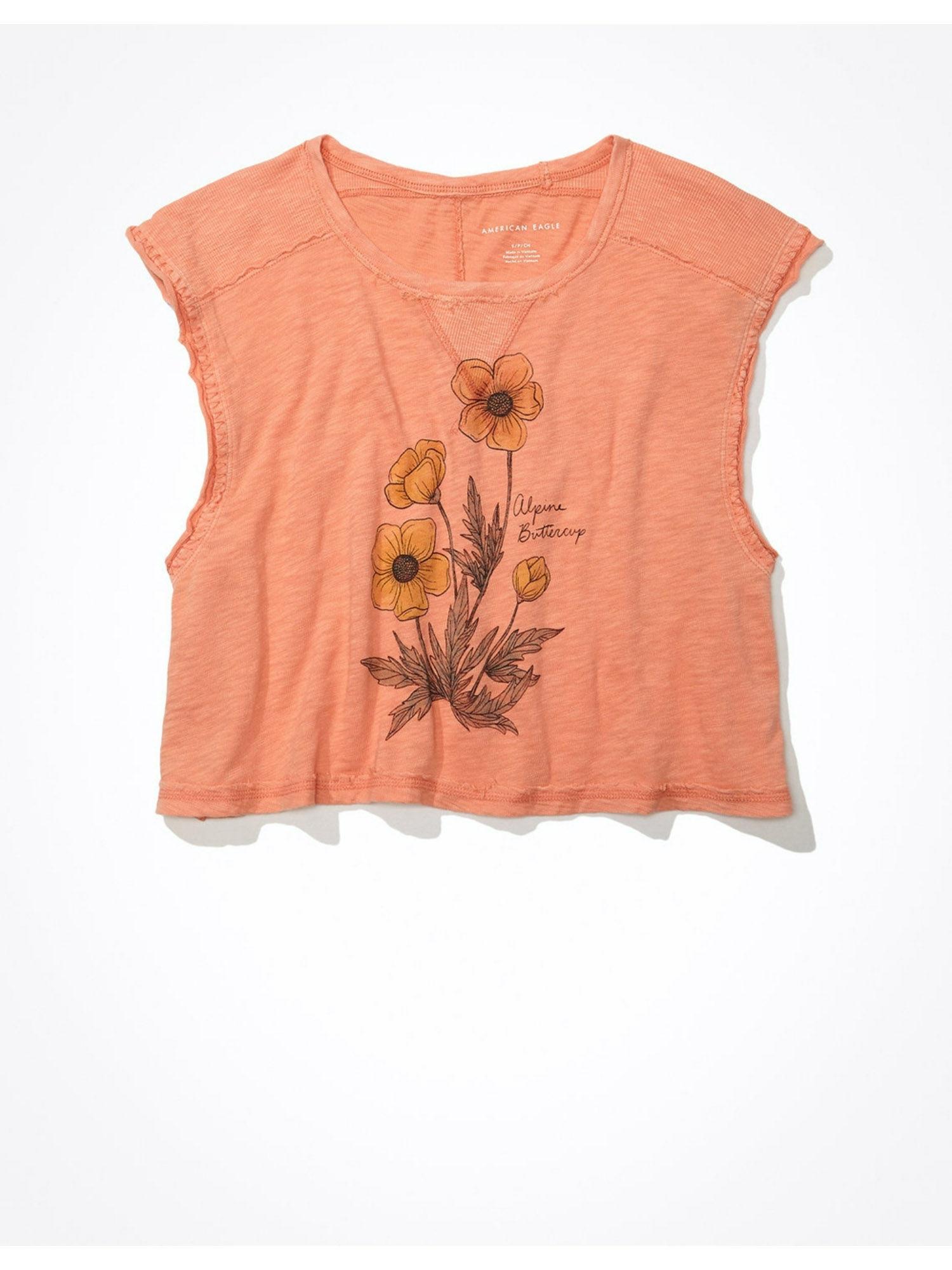 women peach printed muscle top