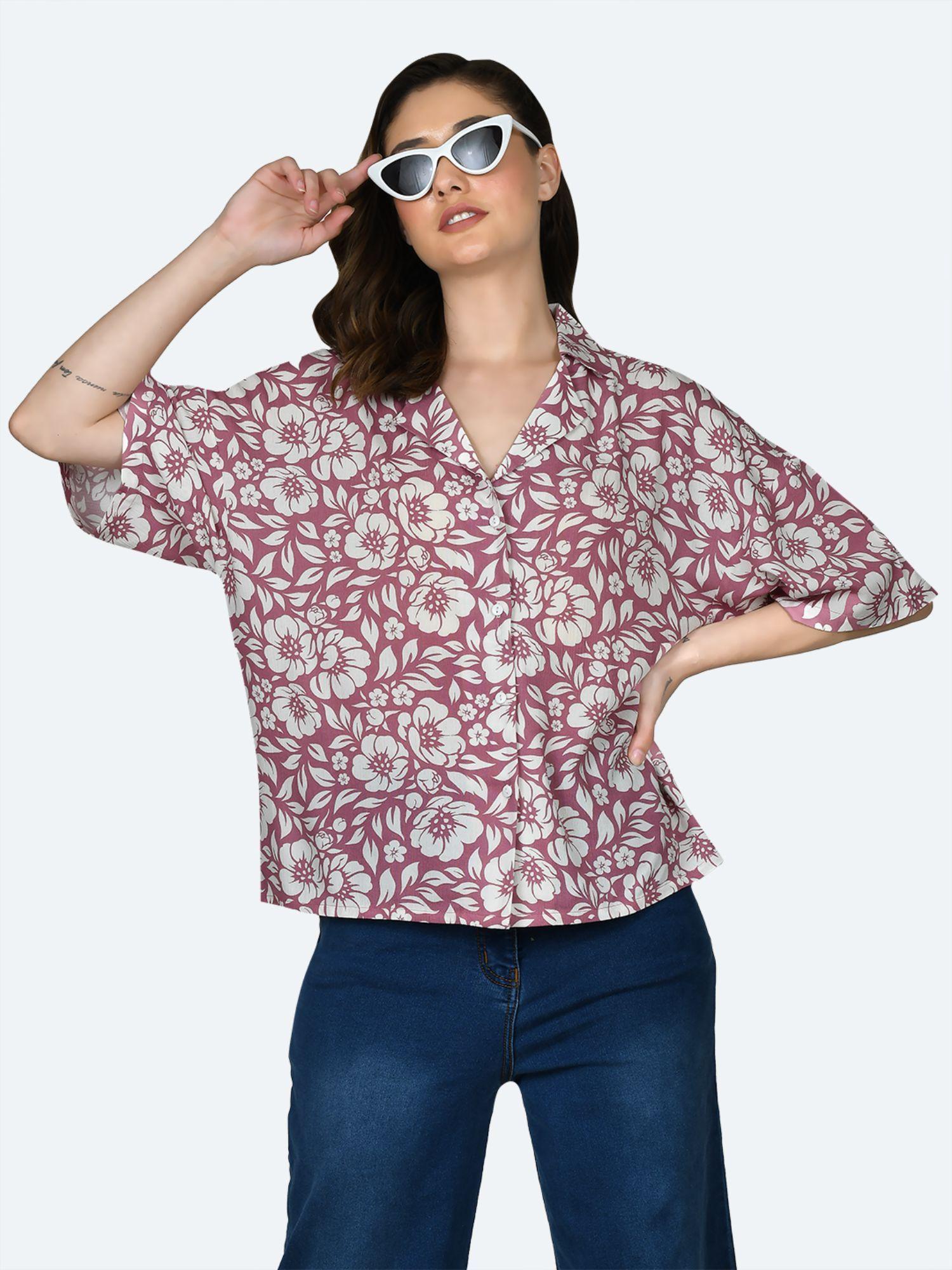 women peach printed shirt