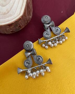 women pearl-beaded dangler earrings