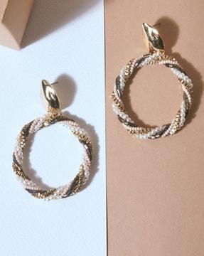 women pearl-beaded danglers earrings