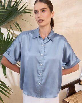 women pearl embellished regular fit shirt