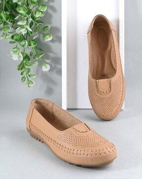 women perforated slip-on shoes