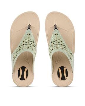 women perforated t-strap flip-flops