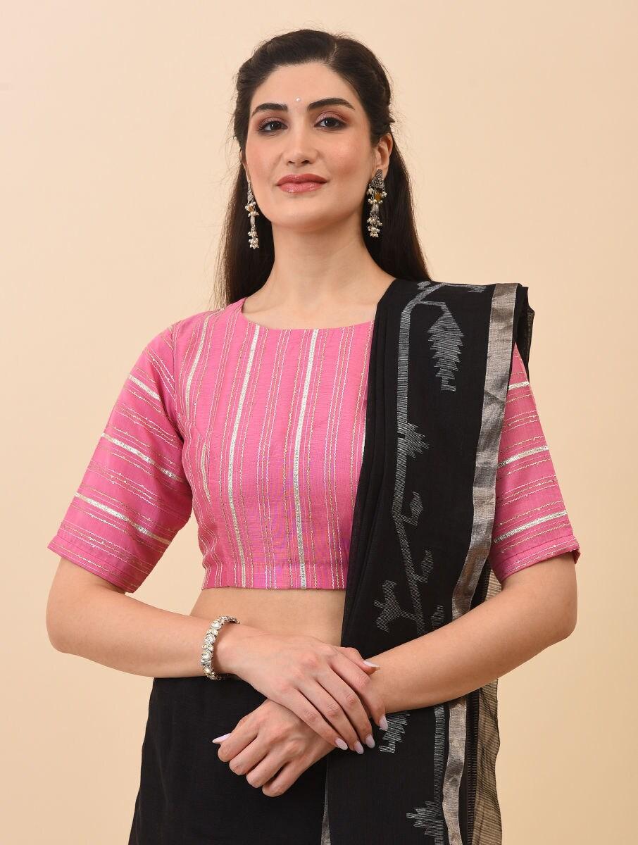 women pink chanderi silk gota patti saree blouses