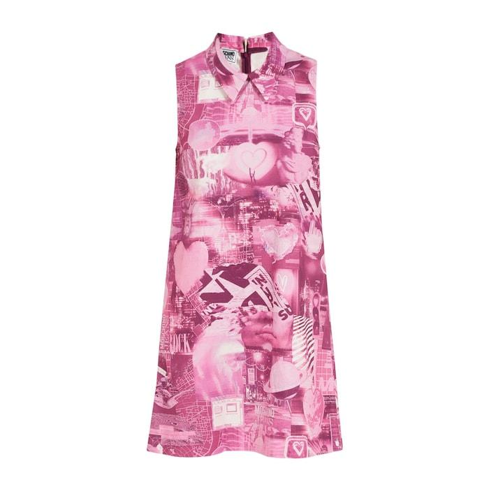 women pink digital heart print dress