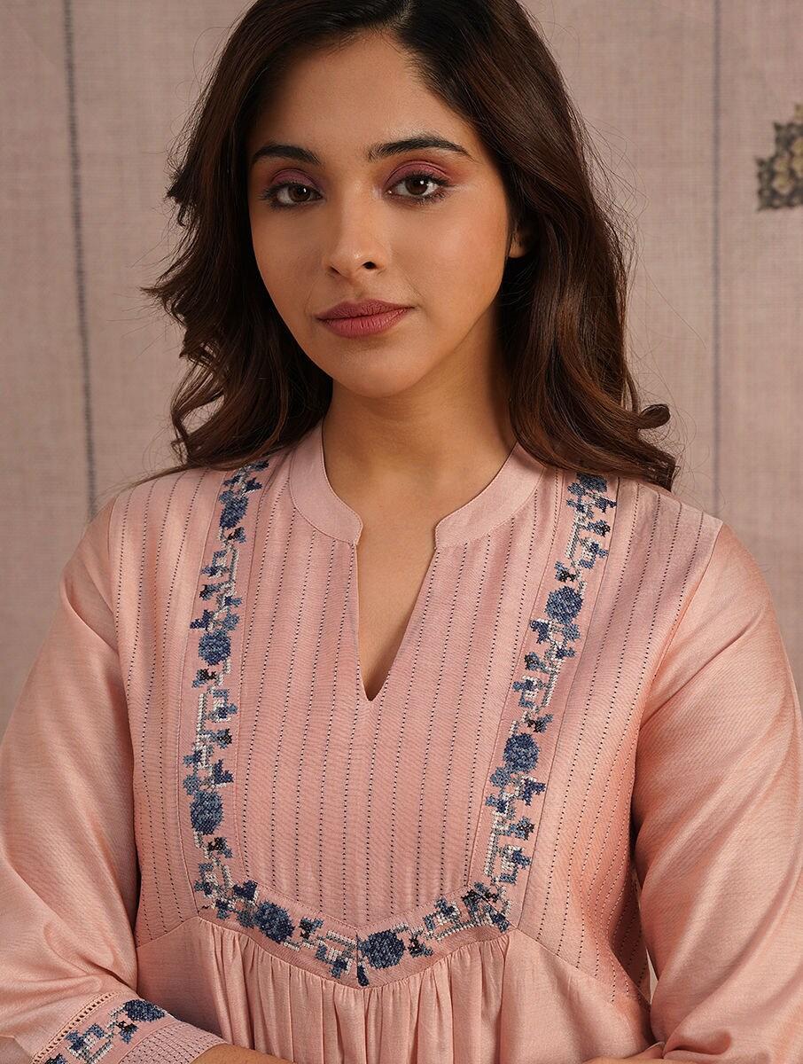 women pink embroidered tunics