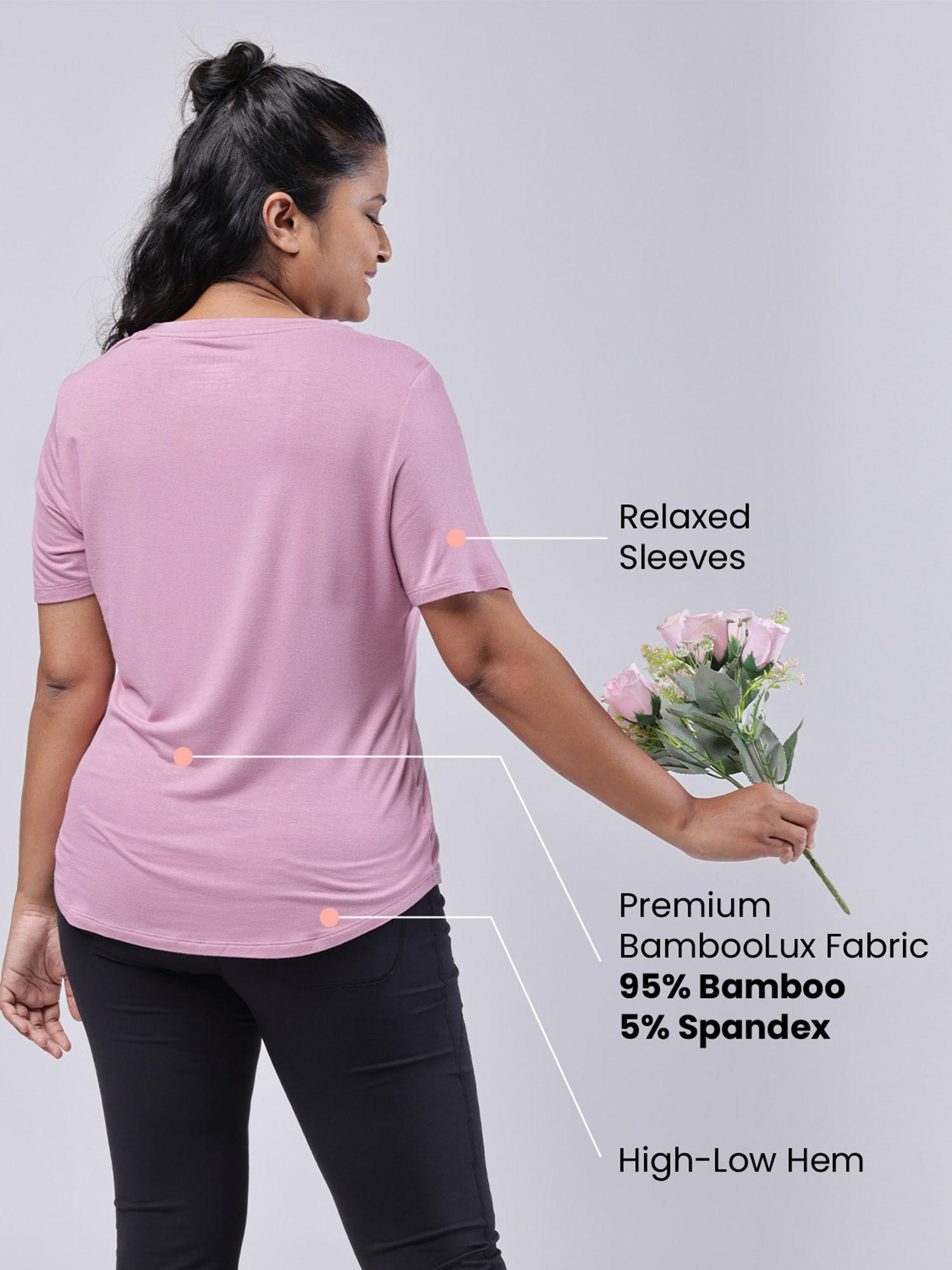 women pink fit me right tee for hourglass shaped bodies with stretchy bamboolux fabric