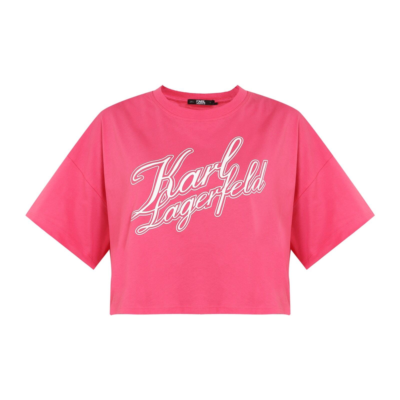 women pink front branding cropped t-shirt