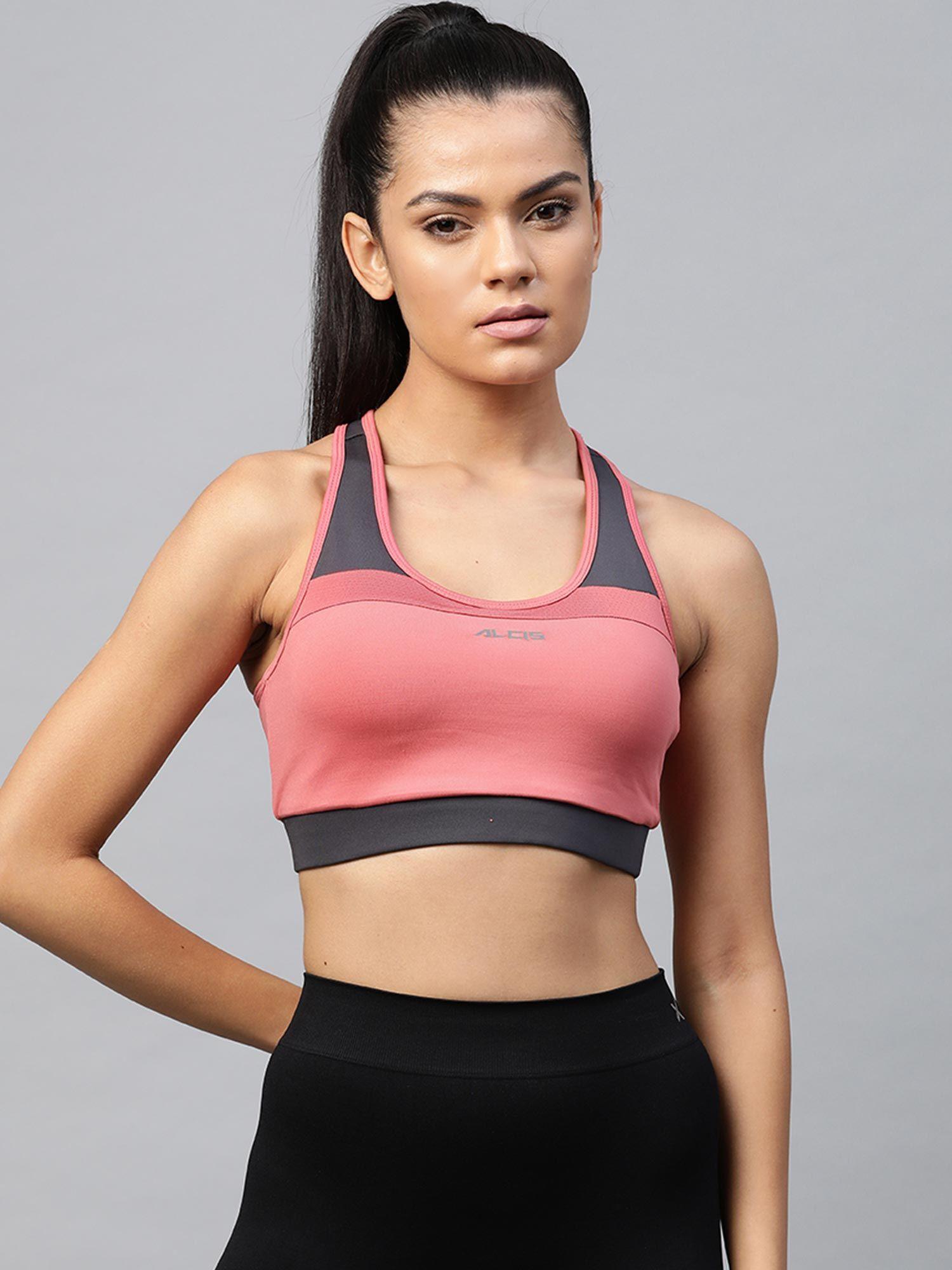 women pink full coverage lightly padded workout bra waa20r151530