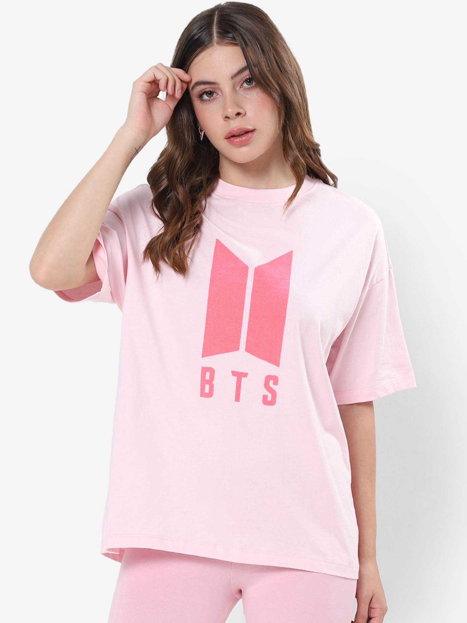 women pink graphic oversized t-shirt