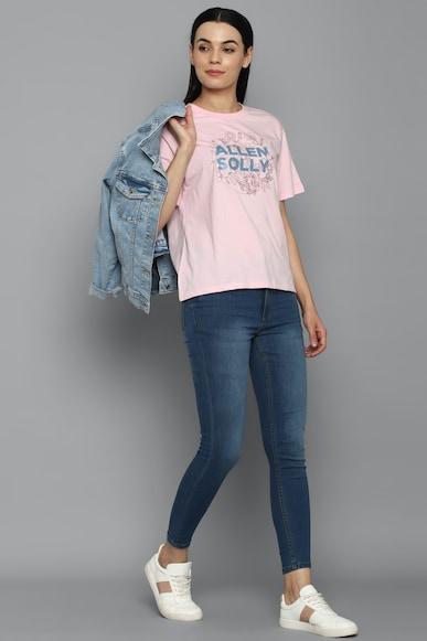 women pink graphic print casual t-shirt