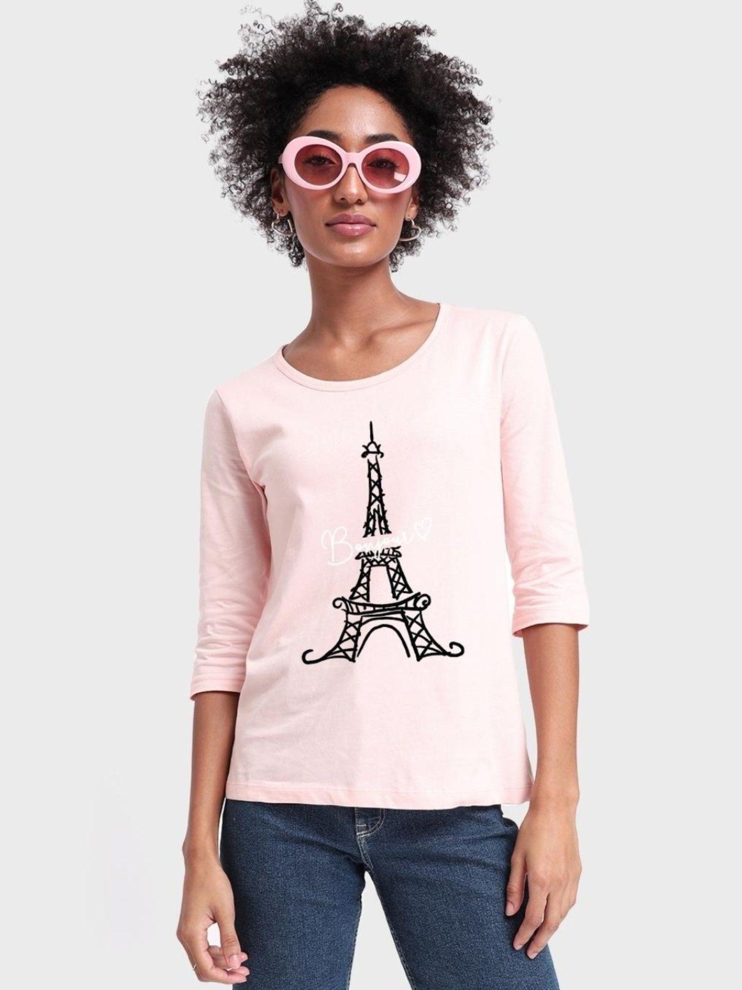 women pink graphic tailored t-shirts