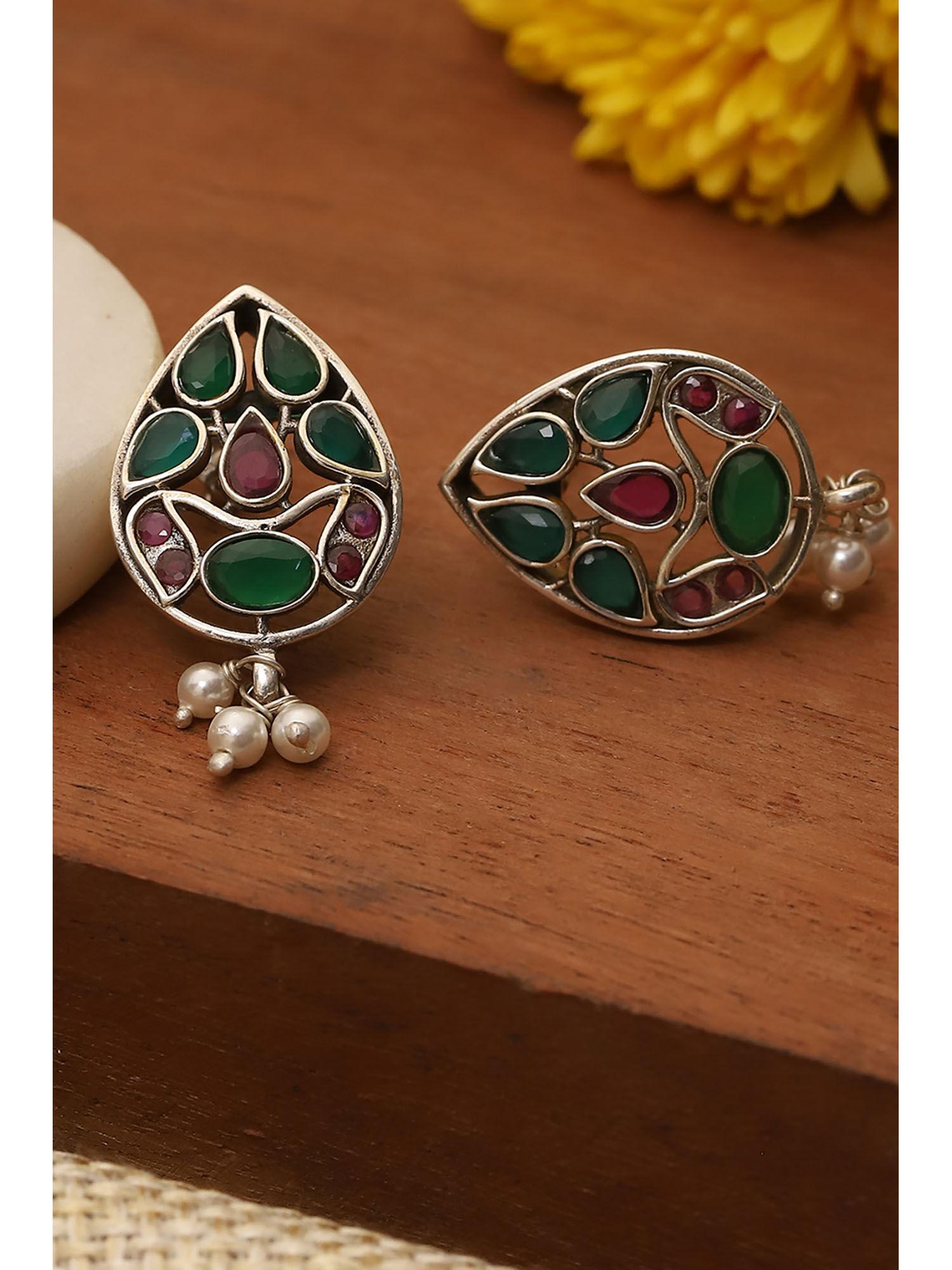 women pink green 925 sterling silver studs