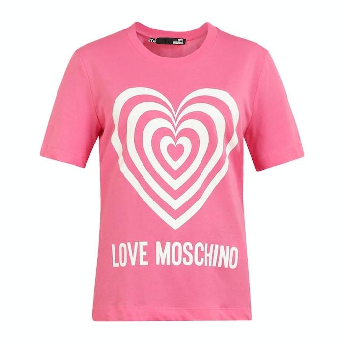 women pink heart & love moschino graphic t-shirt