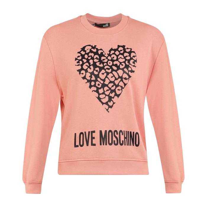 women pink heart-shape animal print sweatshirt