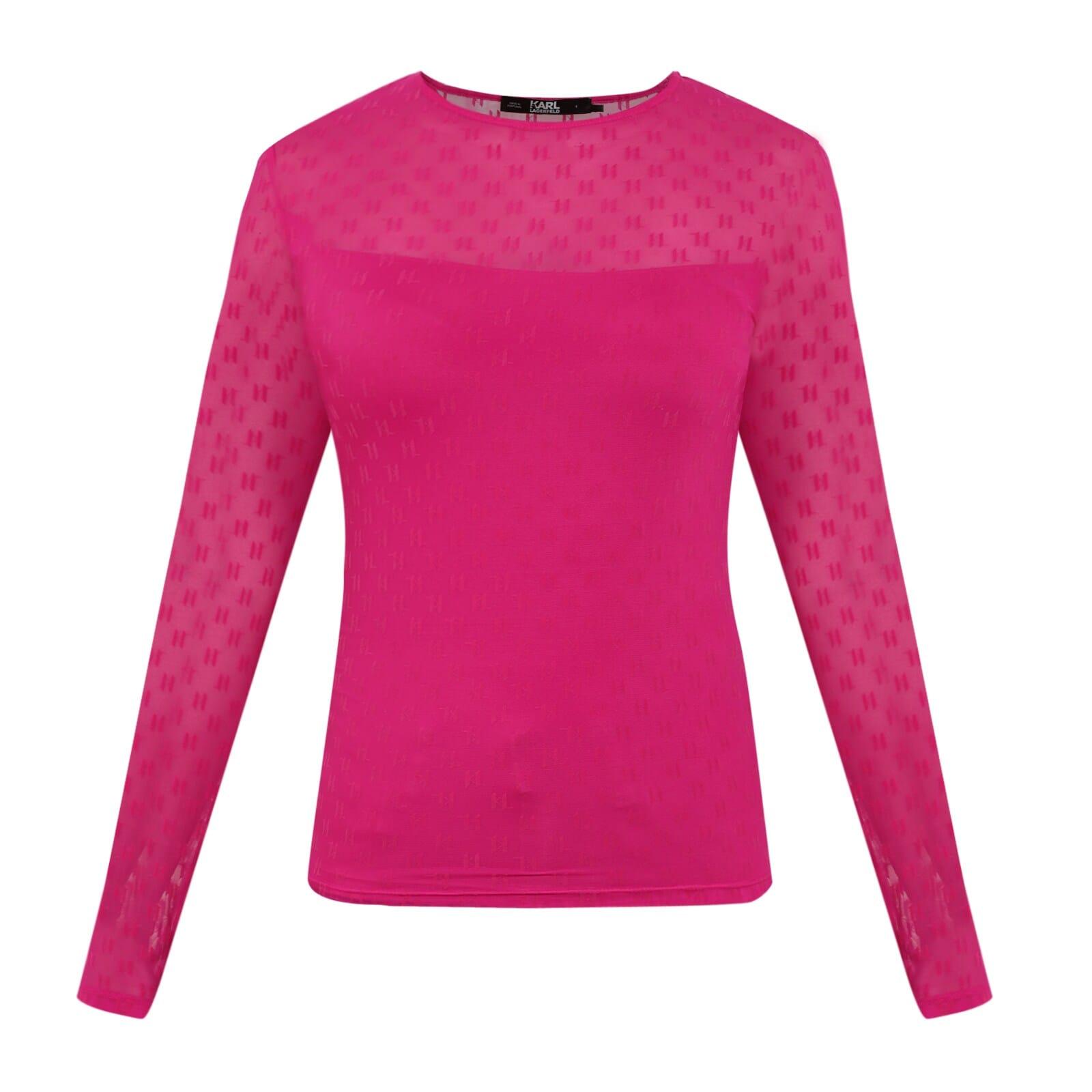 women pink mesh long-sleeved top