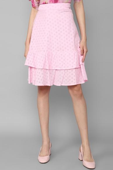 women pink print casual skirt